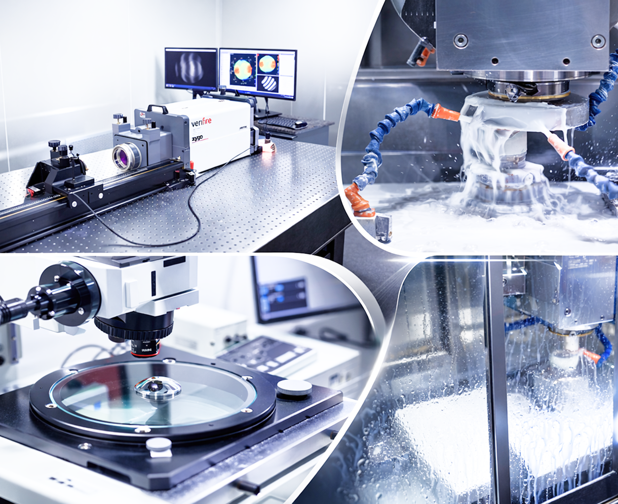 Optical manufacturing facility at Stellar Optics with advanced machinery